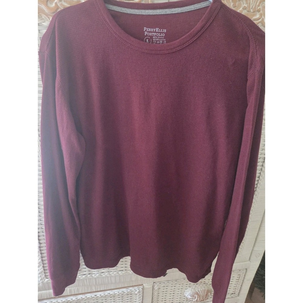 Perry Ellis Portfolio Long Sleeve Men Crew Neck Shirt SZ Large NWOT